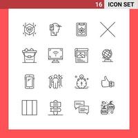 Modern Set of 16 Outlines Pictograph of electronics lifestyle flower clean close Editable Vector Design Elements