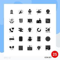 Stock Vector Icon Pack of 25 Line Signs and Symbols for award pipe autonomous construction technology Editable Vector Design Elements