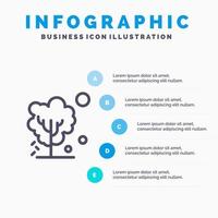 icono de línea de calentamiento de árboles de suelo global seco con fondo de infografía de presentación de 5 pasos vector