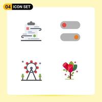 4 Thematic Vector Flat Icons and Editable Symbols of clipboard leisure paper switch sign Editable Vector Design Elements