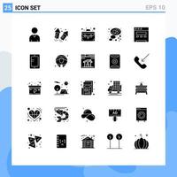 Modern Set of 25 Solid Glyphs Pictograph of study mobile suitcase website bubble Editable Vector Design Elements