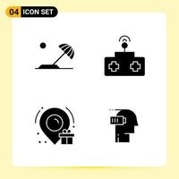 4 Creative Icons for Modern website design and responsive mobile apps. 4 Glyph Symbols Signs on White Background. 4 Icon Pack. vector