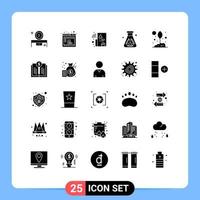 Universal Icon Symbols Group of 25 Modern Solid Glyphs of eco waste seo pollution flask Editable Vector Design Elements