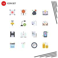 Pictogram Set of 16 Simple Flat Colors of solution idea sweet solution planet Editable Pack of Creative Vector Design Elements