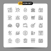 paquete de iconos vectoriales de stock de 25 signos y símbolos de línea para romper la decoración del día de la independencia elementos de diseño vectorial editables del tambor independiente vector