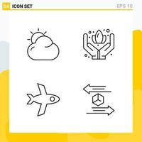 Collection of 4 Universal Line Icons. Icon Set for Web and Mobile. vector