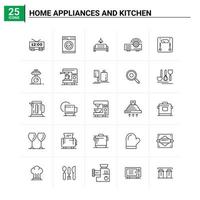 25 electrodomésticos y conjunto de iconos de cocina. fondo vectorial vector