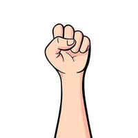 Demonstration, revolution, protest raised arm fist with copy space. Arm silhouette struggle for rights vector