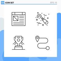 Modern 4 Line style icons. Outline Symbols for general use. Creative Line Icon Sign Isolated on White Background. 4 Icons Pack. vector