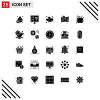 Mobile Interface Solid Glyph Set of 25 Pictograms of apple map programming location two Editable Vector Design Elements