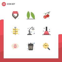 Group of 9 Modern Flat Colors Set for school harvest food farming agriculture Editable Vector Design Elements