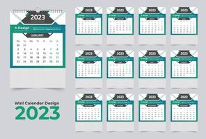 2023 calendar template, Monthly wall calendar, happy new year wall calendar vector