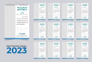 Plantilla de calendario 2023, calendario de pared mensual, calendario de pared de feliz año nuevo vector