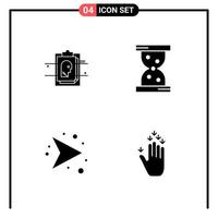 conjunto de 4 iconos de estilo sólido para web y móvil. símbolos de glifos para imprimir. signos de icono sólido aislados sobre fondo blanco. 4 conjunto de iconos. vector