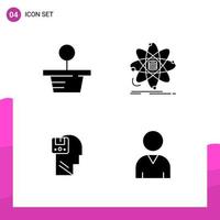 Glyph Icon set. Pack of 4 Solid Icons isolated on White Background for responsive Website Design Print and Mobile Applications. vector