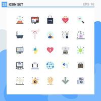 Modern Set of 25 Flat Colors and symbols such as research love letter key calendar heart Editable Vector Design Elements