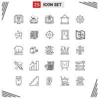 25 Icons Line Style. Grid Based Creative Outline Symbols for Website Design. Simple Line Icon Signs Isolated on White Background. 25 Icon Set. vector