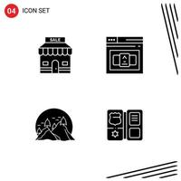 4 Thematic Vector Solid Glyphs and Editable Symbols of discount landscape beach control mountain Editable Vector Design Elements