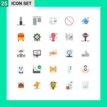 25 User Interface Flat Color Pack of modern Signs and Symbols of secure cloud eco stop cancel Editable Vector Design Elements