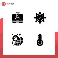 Set of Vector Solid Glyphs on Grid for digital investment marketing settings science Editable Vector Design Elements