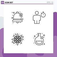 Modern Set of 4 Filledline Flat Colors Pictograph of alert flower alarm human floral Editable Vector Design Elements