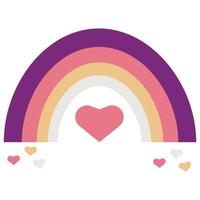 Icon, banner, button, background with rainbow and colored hearts vector