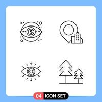 4 Line Black Icon Pack Outline Symbols for Mobile Apps isolated on white background. 4 Icons Set. vector