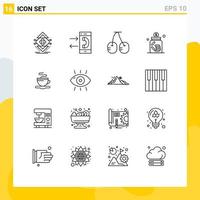 Universal Icon Symbols Group of 16 Modern Outlines of saving investment conversation business vegetables Editable Vector Design Elements
