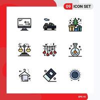 Universal Icon Symbols Group of 9 Modern Filledline Flat Colors of heart law box judgment conclusion Editable Vector Design Elements