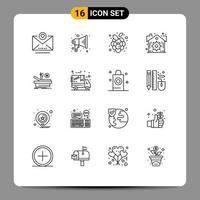 Pictogram Set of 16 Simple Outlines of black friday medical vine theater settings Editable Vector Design Elements