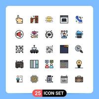 Set of 25 Modern UI Icons Symbols Signs for payment finance database business monitoring Editable Vector Design Elements