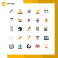 Universal Icon Symbols Group of 25 Modern Flat Colors of browser success islam trophy award Editable Vector Design Elements