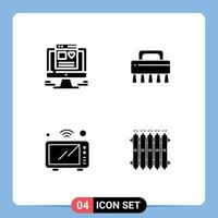 Pack of Modern Solid Glyphs Signs and Symbols for Web Print Media such as computer oven brush internet radiator Editable Vector Design Elements