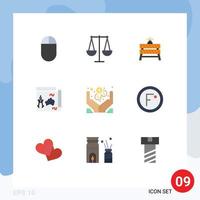 9 User Interface Flat Color Pack of modern Signs and Symbols of hands news stop book travel Editable Vector Design Elements