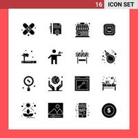 16 Icon Pack Solid Style Glyph Symbols on White Background. Simple Signs for general designing. vector