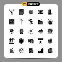 25 Black Icon Pack Glyph Symbols Signs for Responsive designs on white background. 25 Icons Set. vector