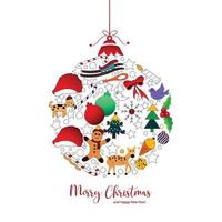 Beautiful decorative christmas elements ball holiday card background vector