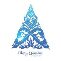 Merry christmas decorative tree card on white background vector