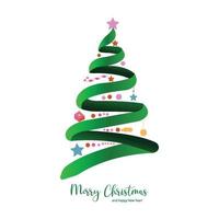 Merry christmas decorative tree card celebration on white background vector