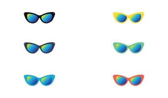 conjunto de gafas de sol de dibujos animados coloridos vector