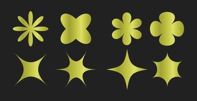 set of gold shape design element vector