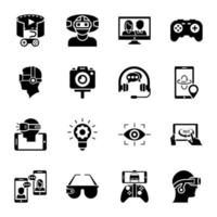 Bundle of Virtual Reality Glyph Icons vector