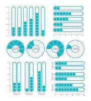 Business progress report with infographic chart design template set. Visual data presentation. Editable bar graphs and circular diagrams collection vector