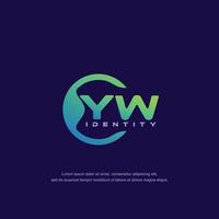 YW Initial letter circular line logo template vector with gradient color blend
