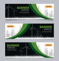 Sustainable power production web banner design template vector