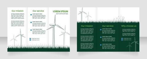 Clean power production station trifold brochure template design. Environment protection. Zig-zag folded leaflet set with copy space for text. Editable 3 panel flyers vector
