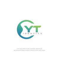 YT Initial letter circular line logo template vector with gradient color blend