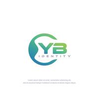 YB Initial letter circular line logo template vector with gradient color blend