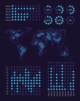 conjunto de plantillas de diseño de gráficos infográficos de recopilación de información global para tema oscuro. presentación de datos visuales. colección de diagramas circulares y gráficos de barras editables vector