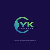 yk letra inicial línea circular logotipo plantilla vector con mezcla de color degradado